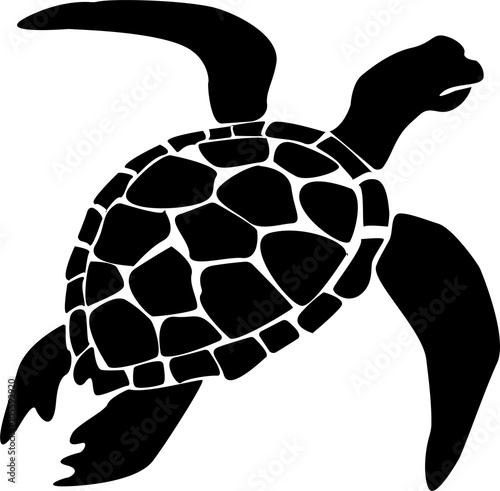 Wallpaper Mural Sea turtle swimming silhouette vector Torontodigital.ca