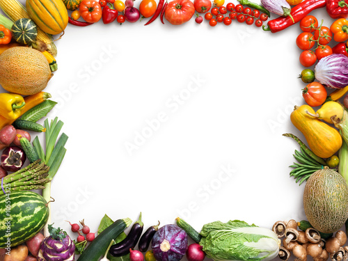 Organic food background. Food photography different fruits and vegetables  isolated white background. Copy space. High resolution product Stock Photo  | Adobe Stock