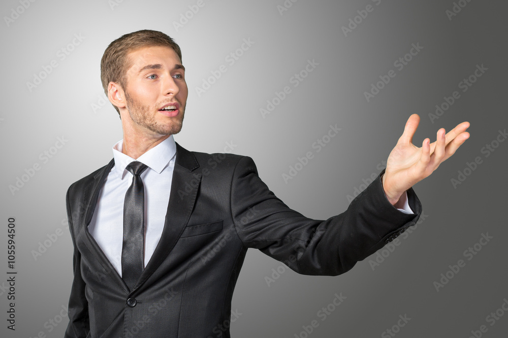 Young Businessman singing as if in microphone Young Businessman singing as if in microphone