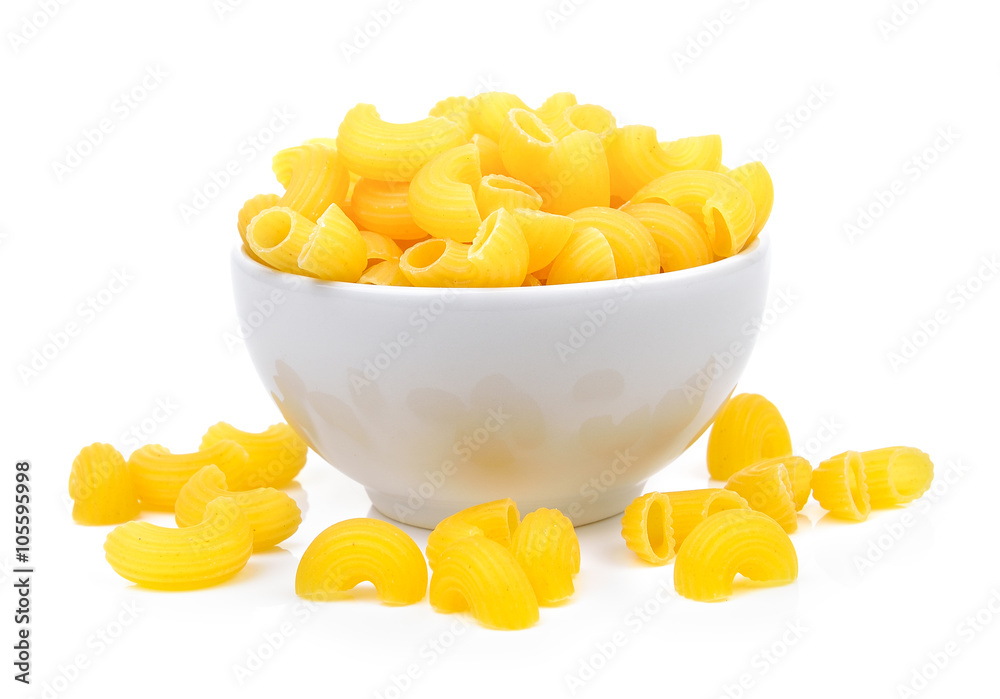dry macaroni in the white bowl dry macaroni in the white bowl