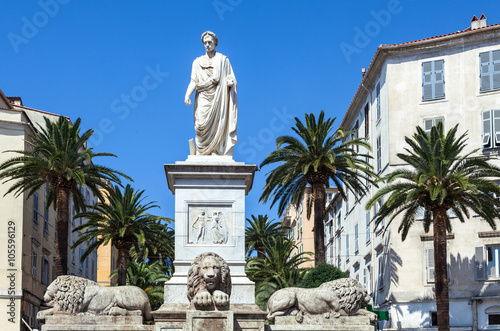 France, Corsica, Ajaccio, the Napoleon Bonaparte's statue in Mareshal Foch sq...