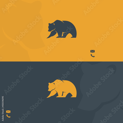 Business card template with bear symbol 