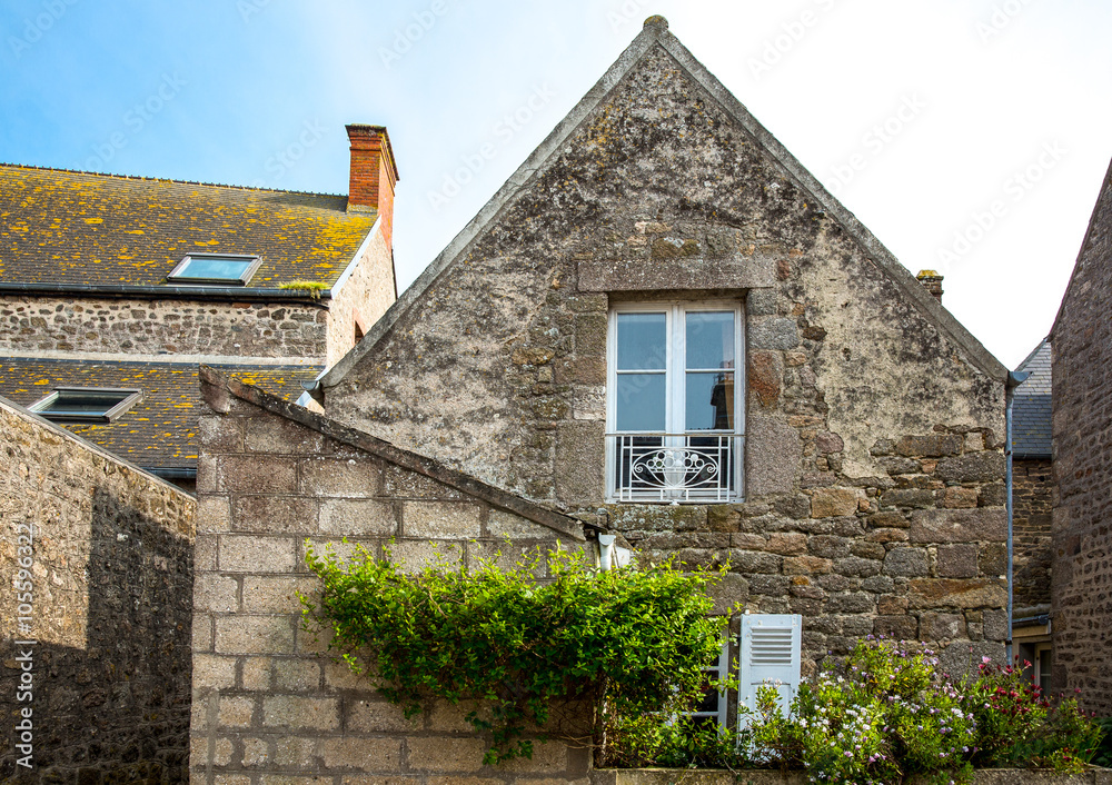 France, Normandy, Barfleur, old houses of the village.