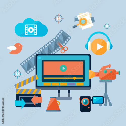 Online Cinema Theatre Icons Set