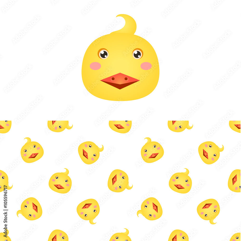 Chicken Head Icon And Pattern