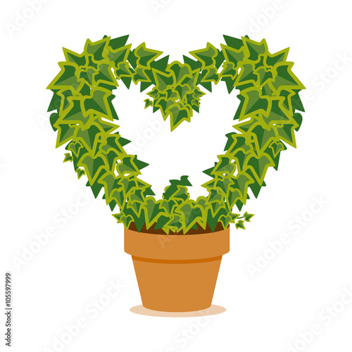 Vector illustration with flower pot and ivy in flat style. 