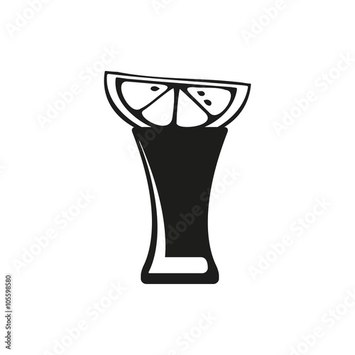 tequila with slice of lime white background  - vector illustration
