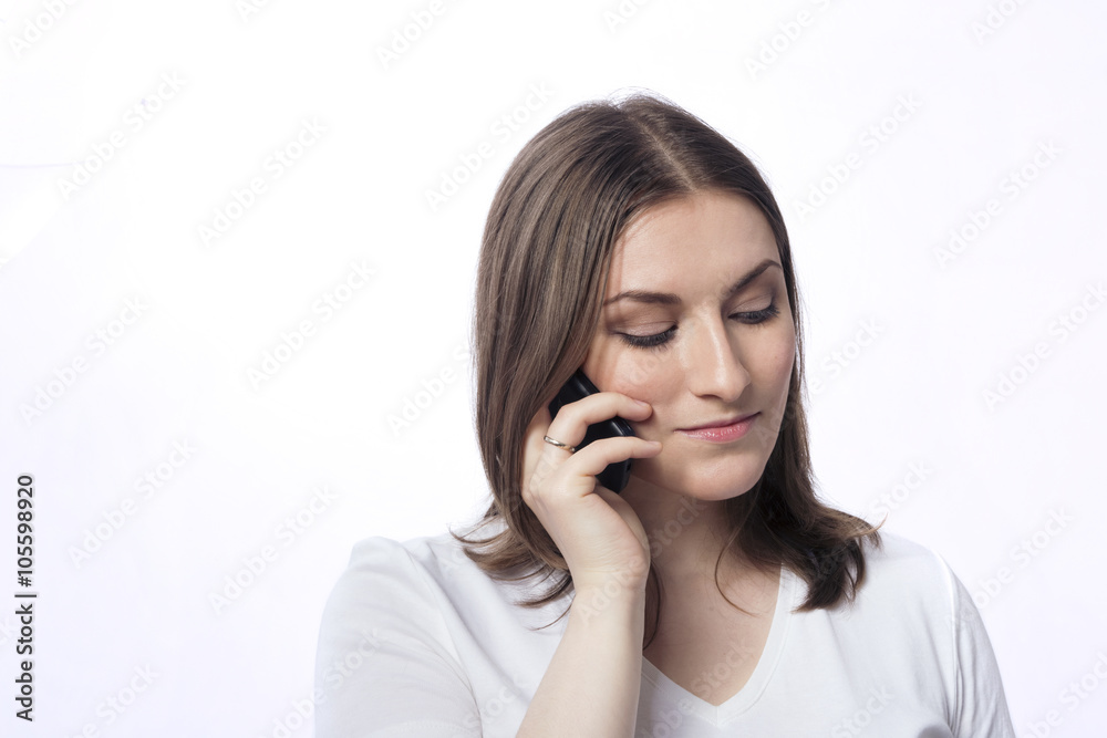 young woman talk to mobile phone young woman talk to mobile phone