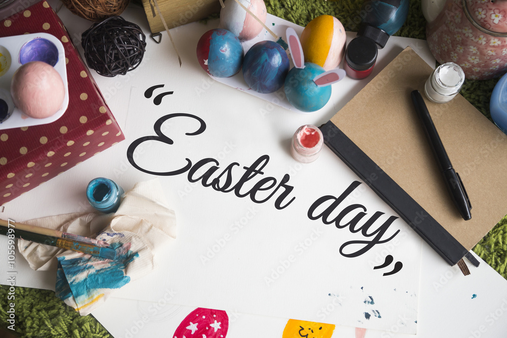 Naklejka premium Coloring Easter Eggs for easter day concept