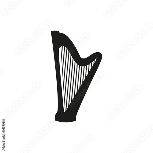 Vector illustration of Harp on white background