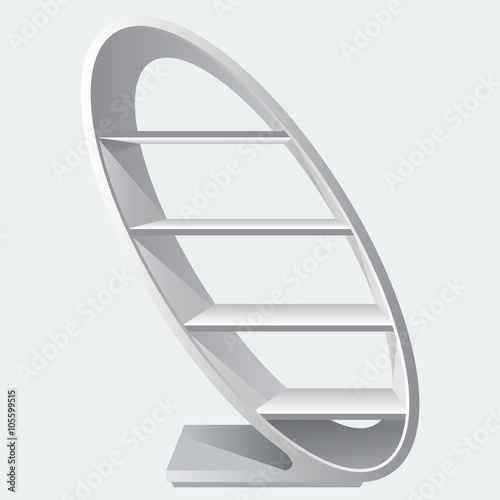 Round style cretive blank empty display shelf with racks.