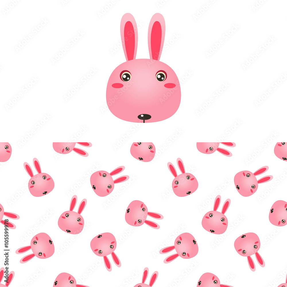 Fototapeta premium Rabbit Head Icon And Pattern