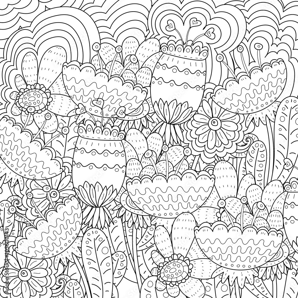 Pattern for coloring book. Ethnic retro design