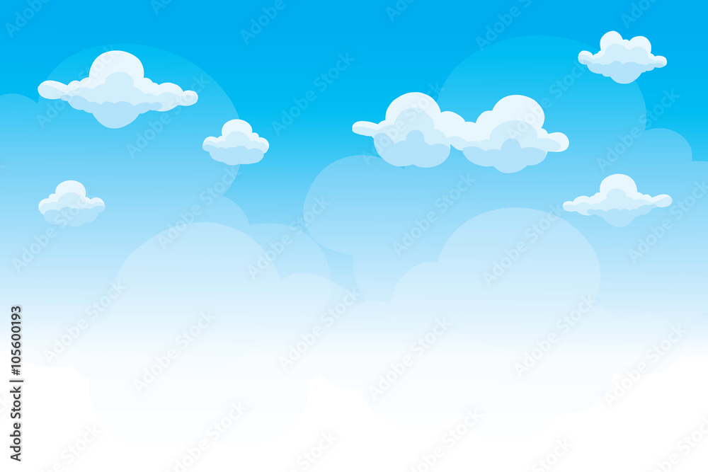 Group of clouds on blue sky, background of cartoon clouds Stock Vector |  Adobe Stock