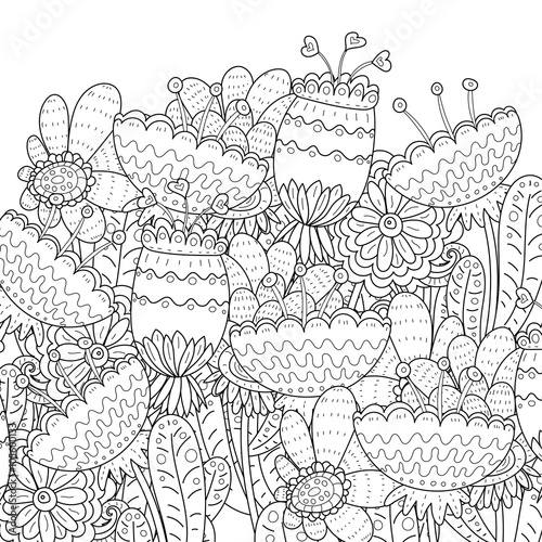 Pattern for coloring book. Ethnic retro design
