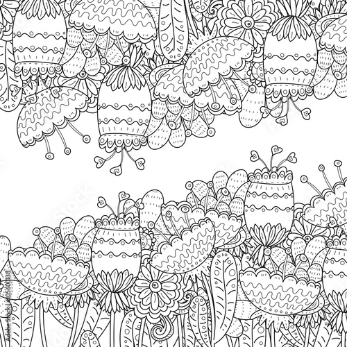 Pattern for coloring book. Ethnic retro design