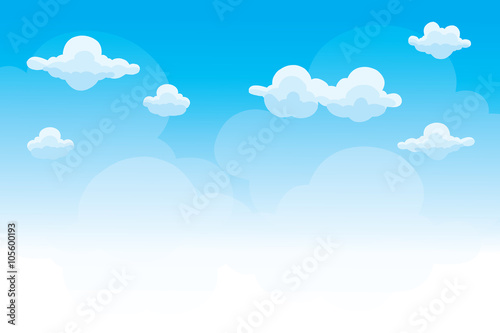 Group of clouds on blue sky, background of cartoon clouds