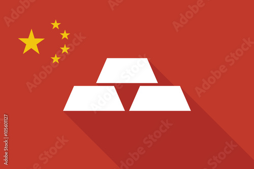 China long shadow flag with three gold bullions
