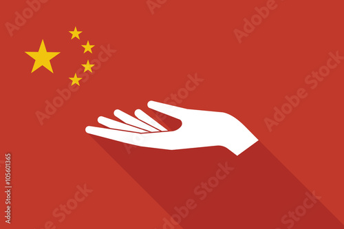 China long shadow flag with a hand offering