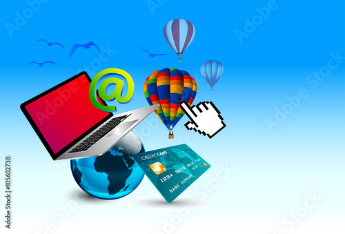 viaggio, prenotazione, mongolfiera, click, internet