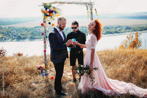 Amazing wedding ceremony on the riverbank