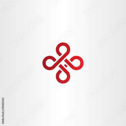 abstract knot red icon logo vector