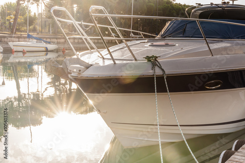 Boats in the harbor on Lake Garda. Peschiera del Garda, Italy