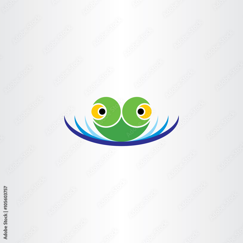 Obraz premium green frog head in water pond icon vector logo
