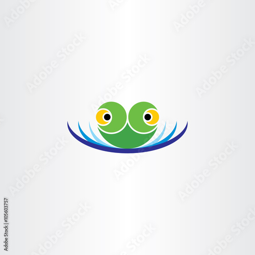 green frog head in water pond icon vector logo