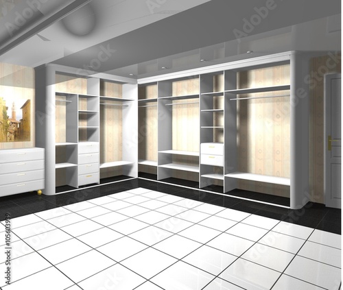 inner filling  3D rendering design large wardrobe corner