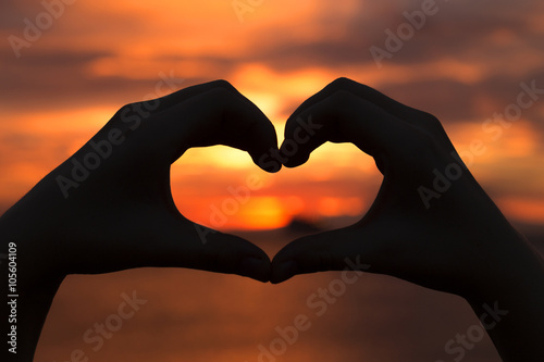 Hands  heart  love  sunset