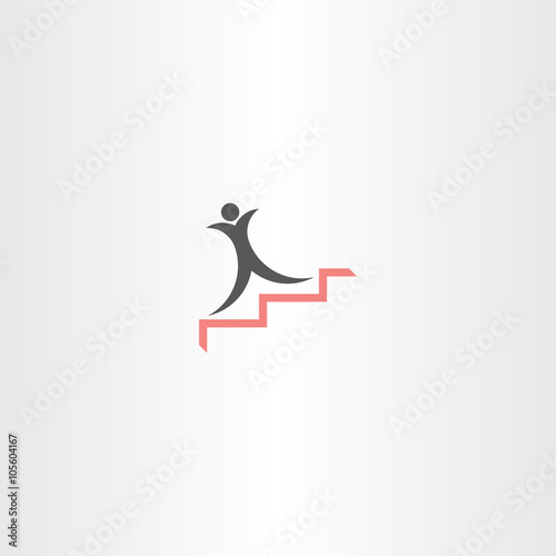 man on stairs success icon vector