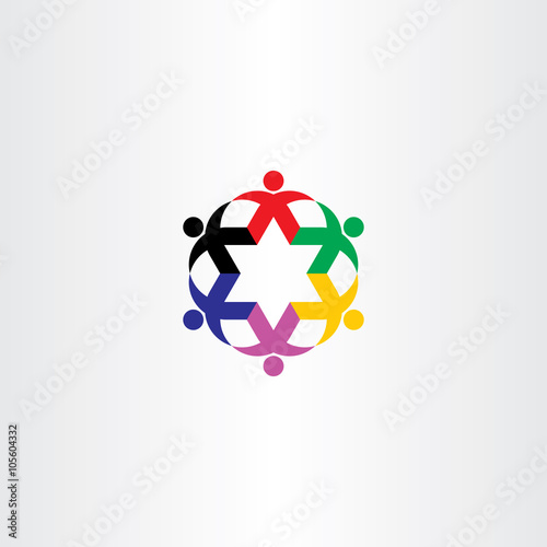 people circle star icon team vector logo