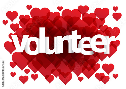 Volunteer postcard. Background with hearts