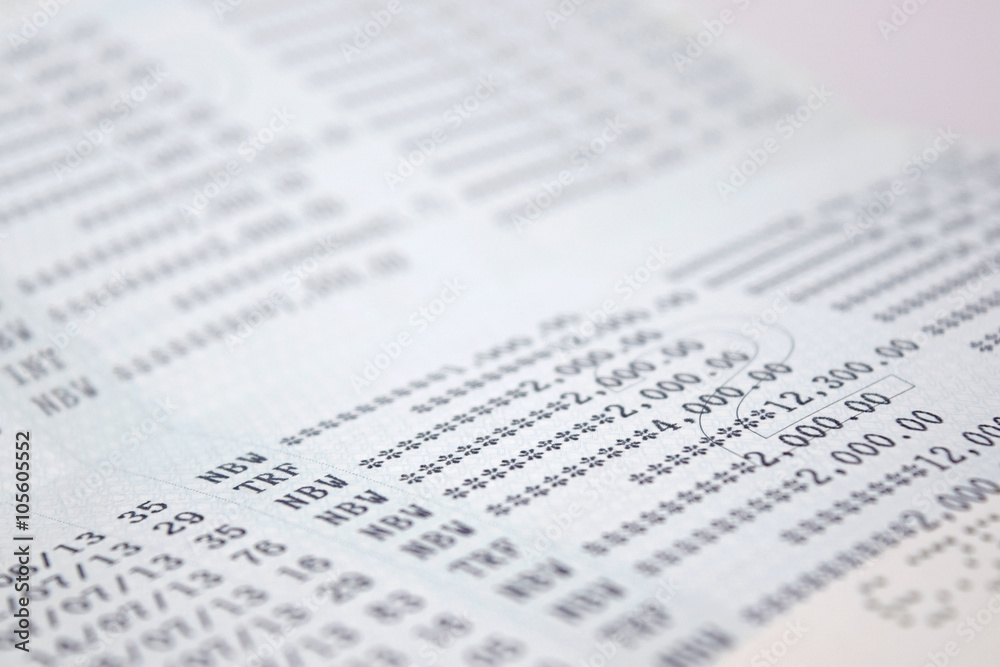 The numbers on the bank account abstract background