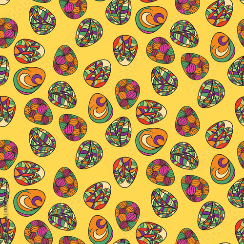 Cute Easter seamless pattern with colorful eggs