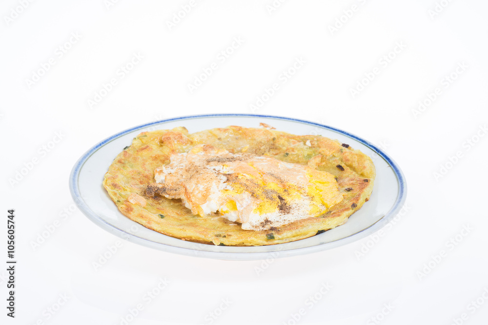 Flaky scallion pancake with egg - pancake