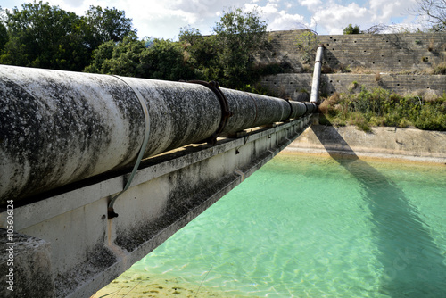 Pipes above the water channel