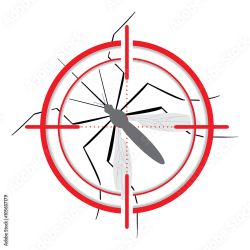 Nature, Aedes Aegypti mosquitoes with stilt target. sights signal. Ideal for informational and institutional related sanitation and care - Vector