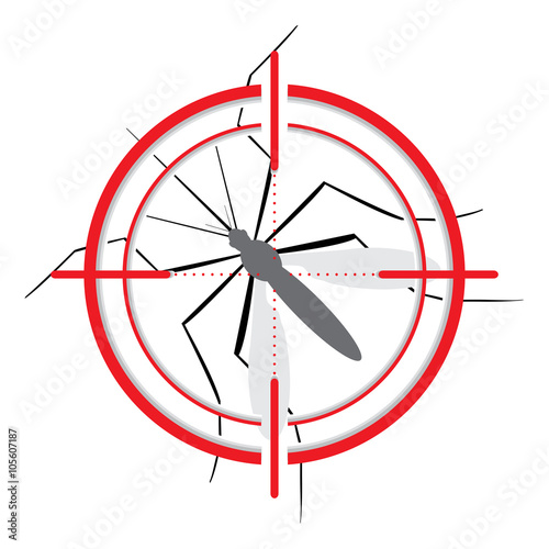 Nature, Aedes Aegypti mosquitoes with stilt target. sights signal. Ideal for informational and institutional related sanitation and care - Vector