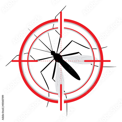 Nature, Aedes Aegypti mosquitoes with stilt target. sights signal. Ideal for informational and institutional related sanitation and care - Vector