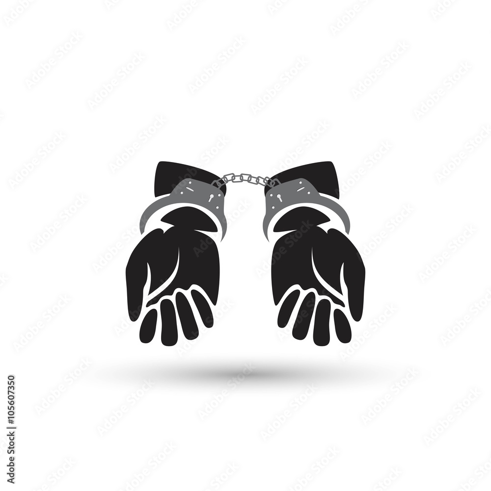 Fototapeta premium Silhouette illustration of human hands handcuffed