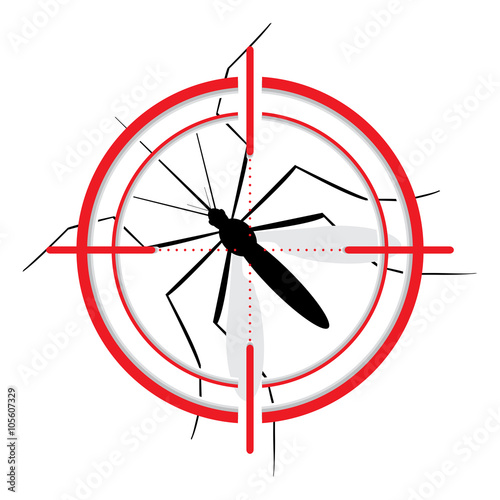 Nature, Aedes Aegypti mosquitoes with stilt target. sights signal. Ideal for informational and institutional related sanitation and care - Vector