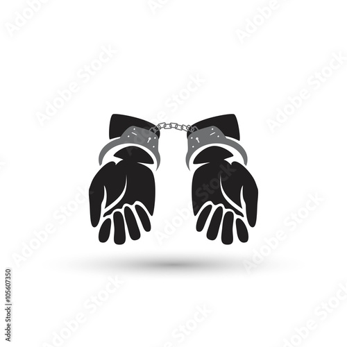 Silhouette illustration of human hands handcuffed