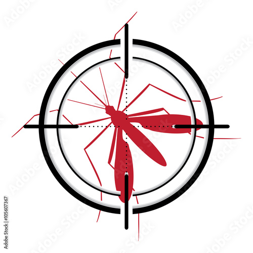 Nature, Aedes Aegypti mosquitoes with stilt target. sights signal. Ideal for informational and institutional related sanitation and care - Vector