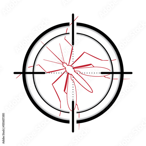 Nature, Aedes Aegypti mosquitoes with stilt target. sights signal. Ideal for informational and institutional related sanitation and care - Vector