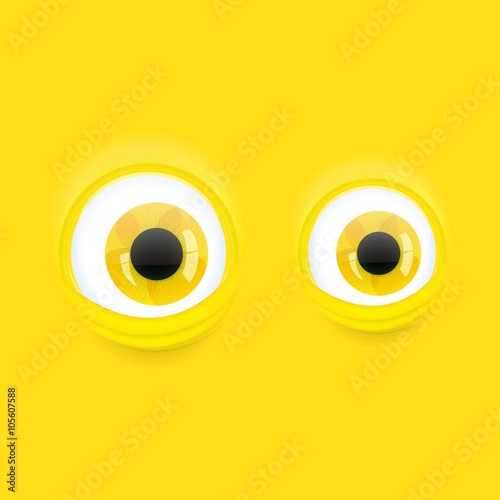 Yellow background with cartoon eyes