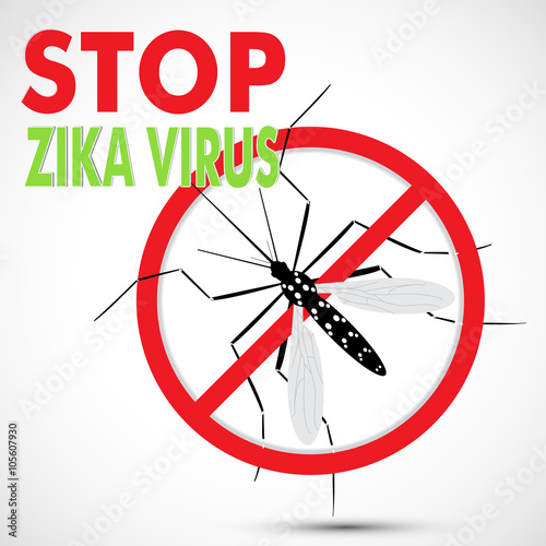 Warning, Prohibited sign with  mosquito with. Stop Zika Virus. Stop Malaria. Stop Dengue. Nature Aedes Aegypti.  Ideal for educational, informational, or related health advisory. Isolated vector