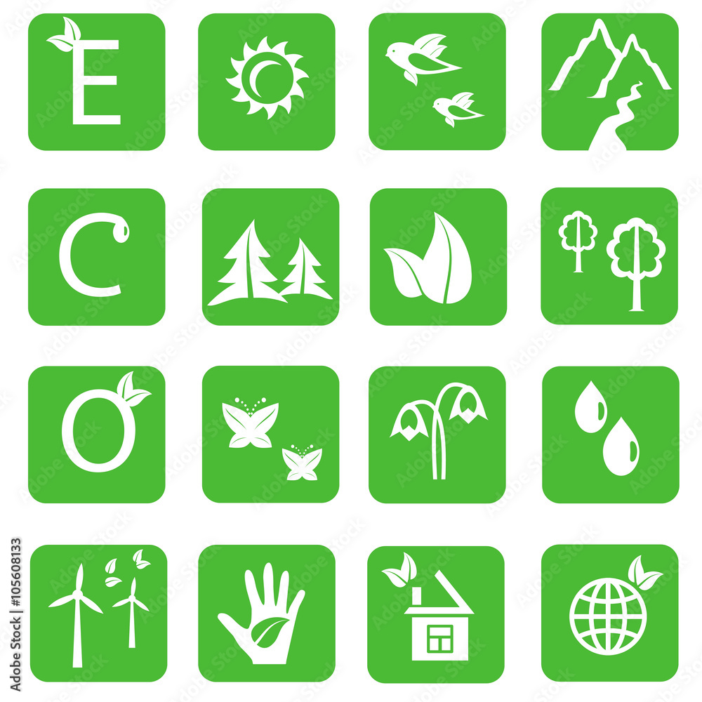 twelve ecology icons twelve ecology icons