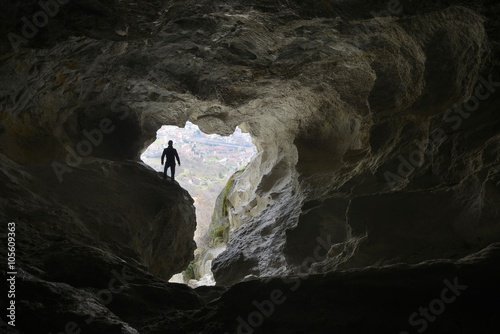 Man watch out of the tunnel